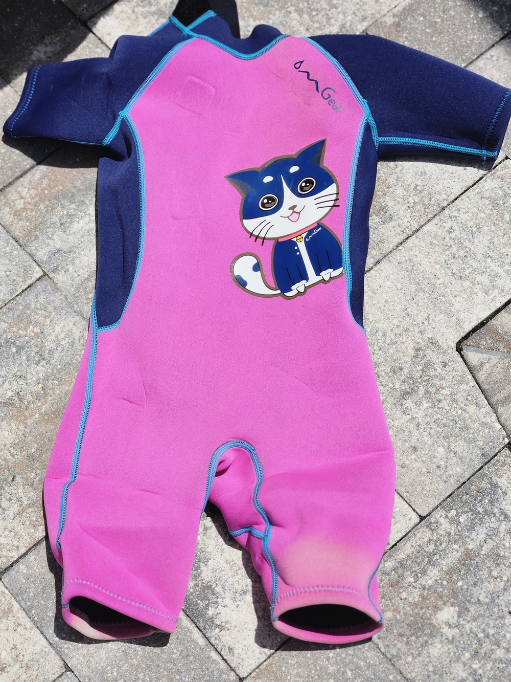 Kids Pink & Navy Cat One-Piece Swimsuit - Unbranded
